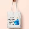 TOBGBE Fairy Tales Makeup Bag Princess Quotes Gift Cosmetic Bag for Women (Little Magic Tote) view 4