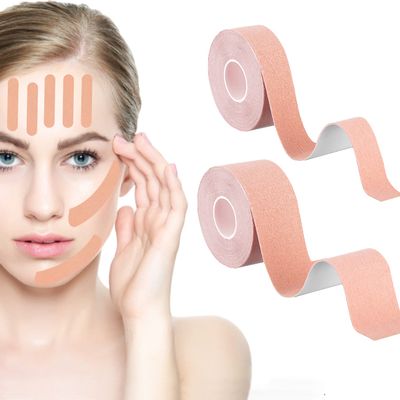 2 Rolls Face Tape Facial Myofascial Lift Tape Anti Wrinkle Patches Face Toning Belts Freeze Stickers Neck Lift Tape for Firming And Tightening Skin2.5cm*5m&3.8cm*5m