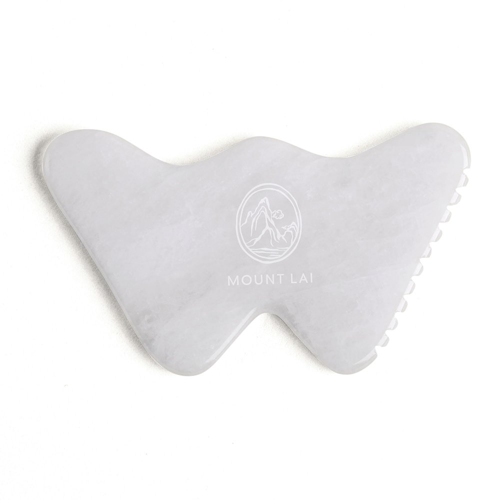 Mount Lai Vitality Qi White Jade Gua Sha Facial Tool The Imperial Stone of Purity Patented 5-Sided Professional Sculpting Tool for Lymphatic Drainage, Precision Contouring & Imperial Radiance