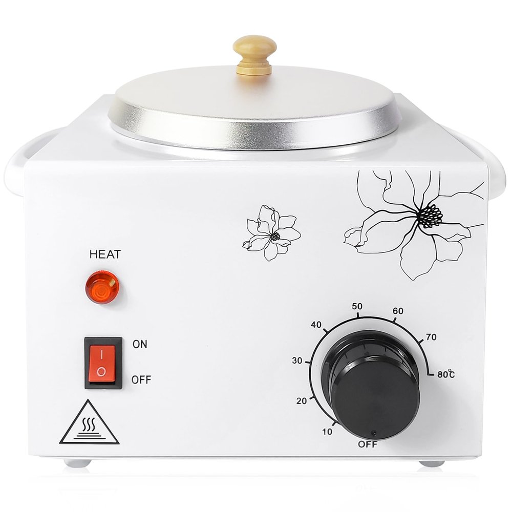 600ML Wax Warmer for Hair Removal, Professional Waxing Heater Pot with Adjustable Temperature for Women Men, with 20 Wooden Wax Sticks