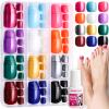 FANDAMEI Press on Toenails, 12 Packs 288PCS Press on Toe Nails Glossy, Short Square Fake Toe Nails Full Cover, Acrylic False Toenails for Feet, 12 Bright Color Fake Toenails for Summer Nail Art view 1