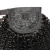 RemeeHi Brazilian Afro Curl Kinky Curly PonyTail With Wrap Around Magic Tape Hair Clip in Ponytail Hairpiece Extensions For Women 12 Inch 1b# Natural black view 4