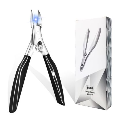 Podiatrist Toenail Clippers for Thick Nail & Ingrown Toenails, Professional Toe Nail Clippers with Safety Lock for Seniors, Men, Women, Heavy-Duty Sharp Curved Blade Pedicure Tools- Black