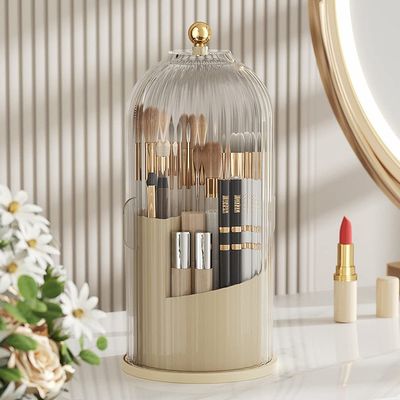 eYourlife2012 360 Rotating Makeup Organizer Rotatable Cosmetic Spinning Holder Dustproof Makeup Brush Organizer Dresser Desktop Holder Lipstick Eye Shadow Storage Rack