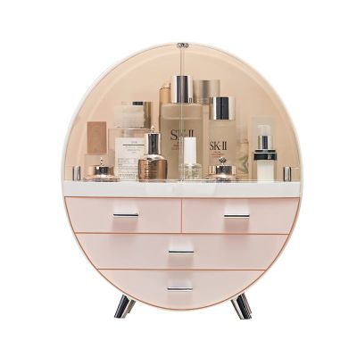 SISWIM Makeup Organizer Large Capacity Cosmetics Storage Cases with 4 drawer Make Up Organizer cabinet for Bedroom & Bathroom Countertops Cosmetic Display Cases (Color : Roze)
