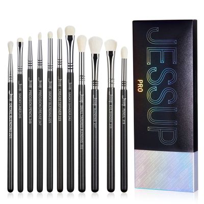 Jessup Eyeshadow Brush Set 11pcs Eye Makeup Brushes Set Professional Eye Shadow Brush Blending Brush Shader Crease Brush Black T340