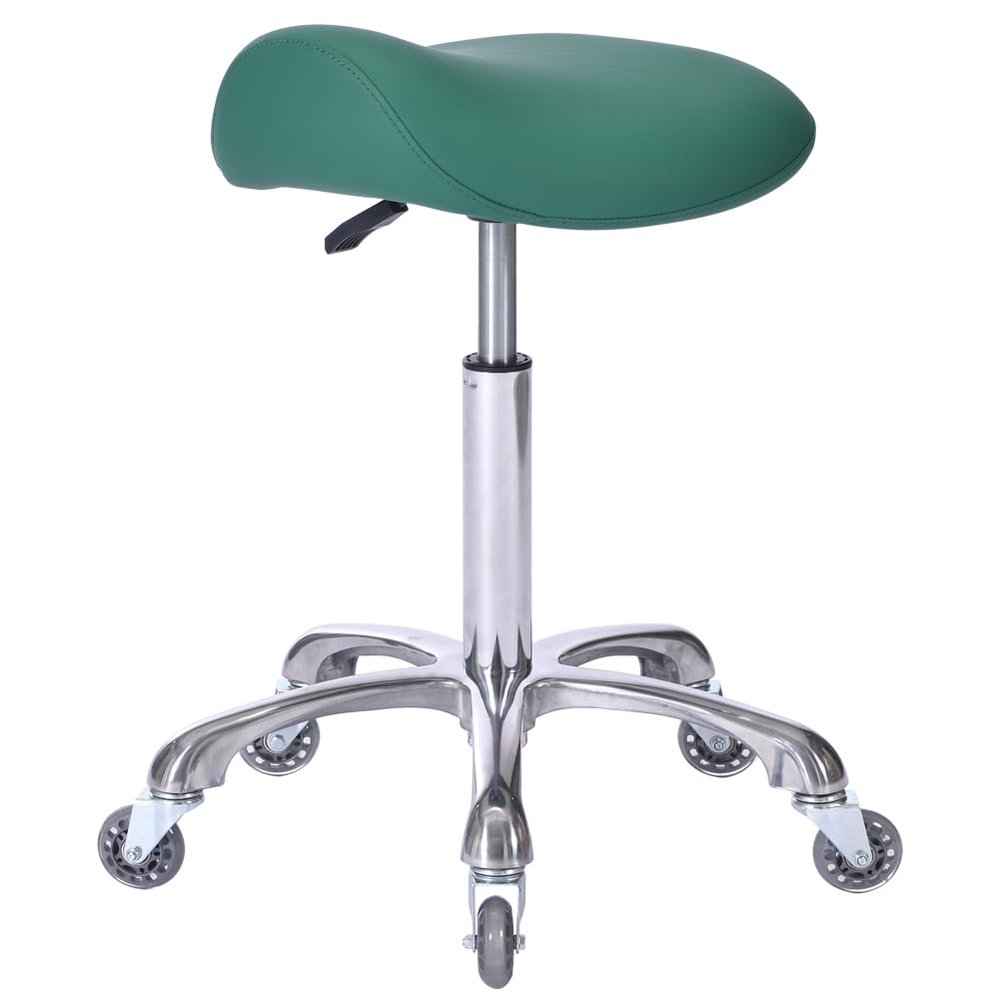 FRNIAMC Professional Saddle Stool with Wheels Ergonomic Swivel Rolling Height Adjustable for Clinic Dentist Beauty Salon Tattoo Home Office (Green)