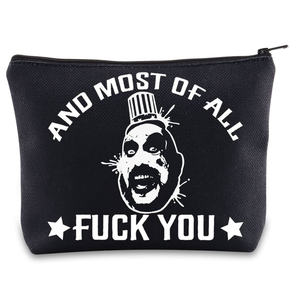 BWWKTOP Captain Spaulding Cosmetic Makeup Bag Horror Movie Inspired Gifts And Most Of All Fu*k You Zipper Pouch Bag For Movie Fans (And Most)
