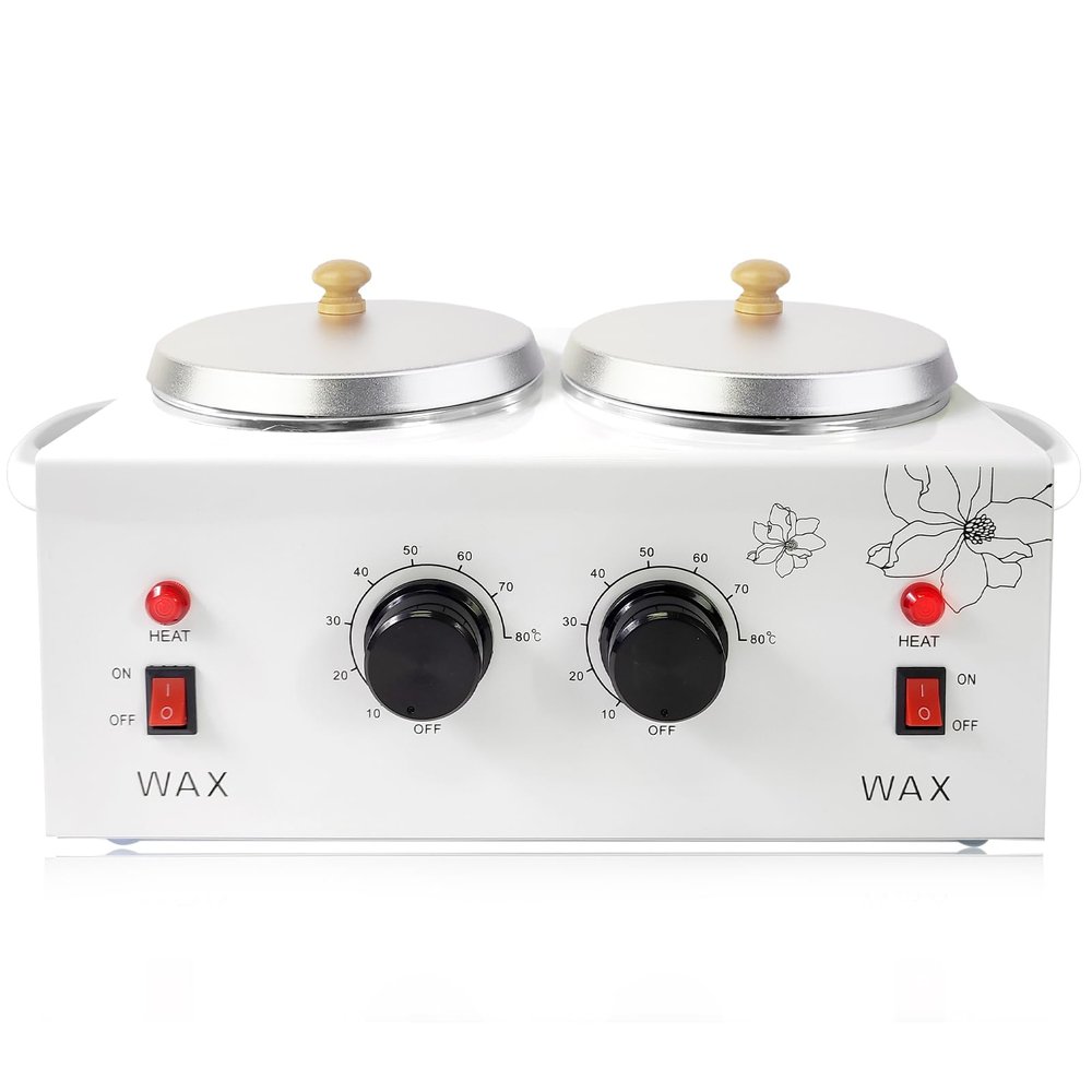Adoture 1.2L Double Wax Warmer Machine for Hair Removal, Professional Electric Wax Heater with Adjustable Temperature, Including 40PCS Wooden Wax Sticks