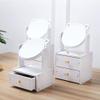 Alunsito Cosmetic Organizer with Round Mirror, Cosmetic Storage Box, Home Dressing Table, Skin Care Products Storage Box, Dormitory Large Capacity Desktop Rack view 3