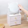 Alunsito Cosmetic Organizer with Round Mirror, Cosmetic Storage Box, Home Dressing Table, Skin Care Products Storage Box, Dormitory Large Capacity Desktop Rack view 4