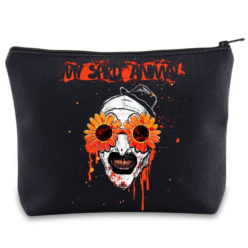 BWWKTOP Clown Movie Cosmetic Makeup Bag Movie Fans Gifts Horror Movie Zipper Pouch For Women Girls (sunflower g BL)
