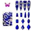 HNUIX Nail Rhinestones - 300pcs Blue, Multiple Shape Gems, Flat Back Rhinestones, for Nail Art view 1