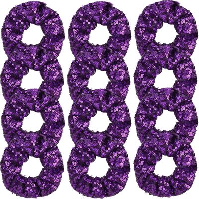 12 Pcs Sequin Scrunchies Bridesmaid Scrunchy Elastics Ponytail Holders Hair Wrist Ties Bands Cloth Scrunchies for Show Gym Dance Party Club Girl Women