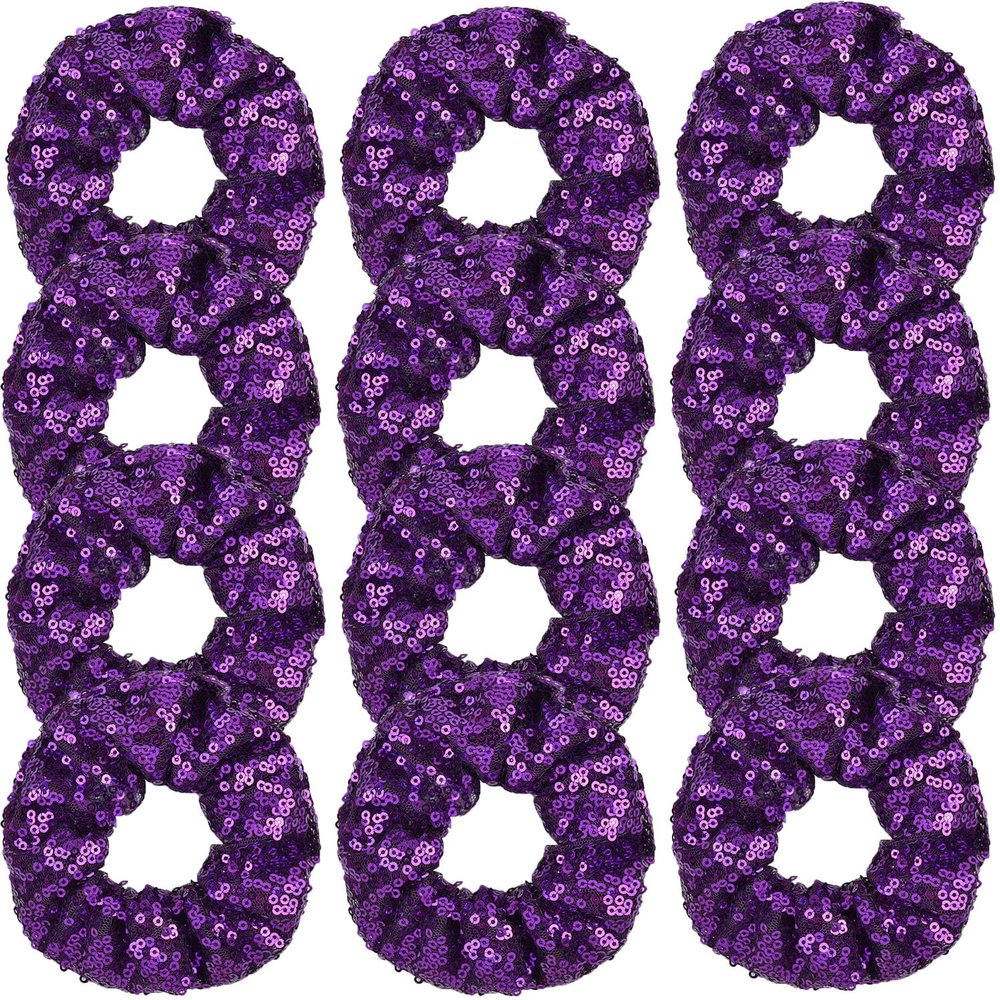 12 Pcs Sequin Scrunchies Bridesmaid Scrunchy Elastics Ponytail Holders Hair Wrist Ties Bands Cloth Scrunchies for Show Gym Dance Party Club Girl Women