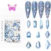 HNUIX Nail Rhinestones - 300pcs Aquamarine Crystals, Multiple Shape Gems, Flat Back Rhinestones, for Nail Art view 1
