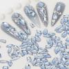 HNUIX Nail Rhinestones - 300pcs Aquamarine Crystals, Multiple Shape Gems, Flat Back Rhinestones, for Nail Art view 2