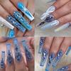 HNUIX Nail Rhinestones - 300pcs Aquamarine Crystals, Multiple Shape Gems, Flat Back Rhinestones, for Nail Art view 4