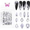 HNUIX Nail Rhinestones - 300pcs Silver, Multiple Shape Gems, Flat Back Rhinestones, for Nail Art view 1