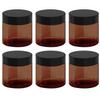 12 oz Amber Plastic Cosmetic Jars Leak Proof Container with Black Lid for Cream, Lotion, Powder, ointment, Beauty Products etc, 6 Pcs. view 1