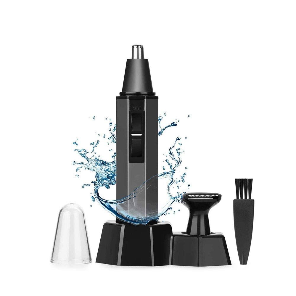 GIENEX Ear and Nose Hair Trimmer Clipper - Professional Painless Beard Hair Trimmer for Men and Women, Battery-Operated, Waterproof Dual Edge Blades for Easy