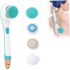 GIENEX Electric Bath Brush Set, Waterproof Silicone Body Brush with 4 Spin Brush Heads, Shower Brush for Facial Bath Scrubber Exfoliating SPA, Back Brush Long Handle for Shower Women Men view 2