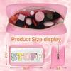 Chenille Letter Clear Makeup Bags Stuff Pouch, Preppy Patch Makeup Bag with Zipper, Transparent PVC & Nylon Waterproof Portable Glitter Cosmetic Bag Travel Toiletry Storage for Women Girls,Beach,Party (Rose Red (without embroidery)) view 4