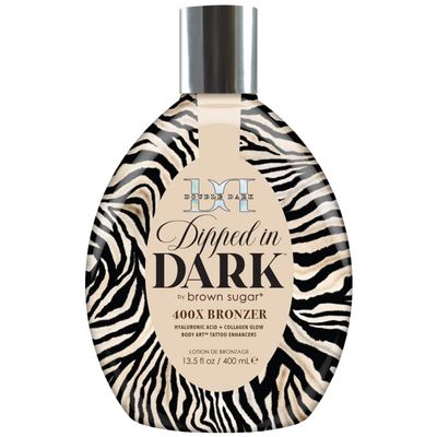Brown Sugar Double Dark Dipped in Dark 400X Ultra-Intense Bronzer Tanning Bed Lotion with Skin-Nourishing Oils for Deep, Long-Lasting Color and Radiant Glow, 13.5 oz