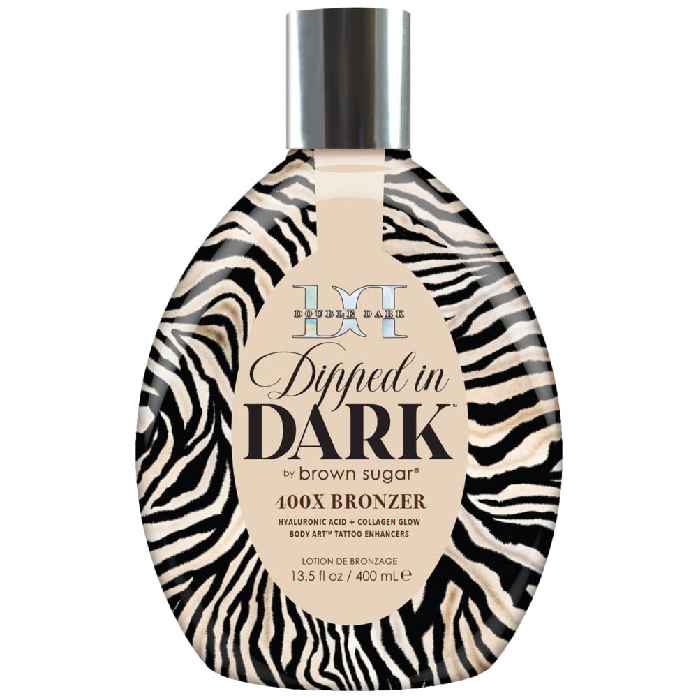 Brown Sugar Double Dark Dipped in Dark 400X Ultra-Intense Bronzer Tanning Bed Lotion with Skin-Nourishing Oils for Deep, Long-Lasting Color and Radiant Glow, 13.5 oz