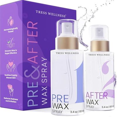 Tress Wellness Pre-Wax Cleanser, Spray and Treatment, After-Wax Oil and Care, Skin Wax Remover