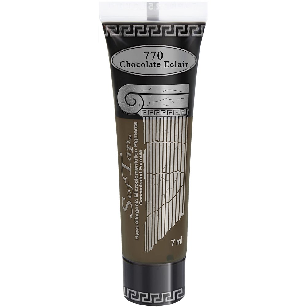 SofTap Chocolate Eclair Permanent Makeup PMU eyeliner, eyes, lash enhancement, smokey, soft, solid, cat eye, winged eyeliner, bold, special FX effects ash brown (Chocolate Eclair)