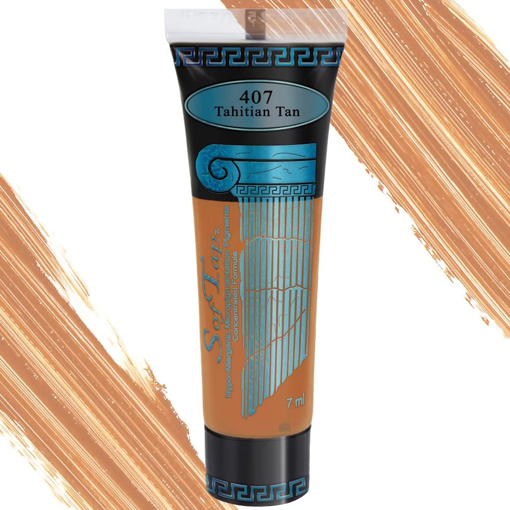 SofTap Permanent Makeup Tahitian Tan PMU port wine stain, vitiligo, scar camouflage, light medium and dark skin, Fitzpatrick 1, 2, 3, 4, 5, 6, I, II, III, IV, V, VI, burn marks, old wound coverup, Shading gorgeous Professional Cosmetic Tattoo, Vegan,