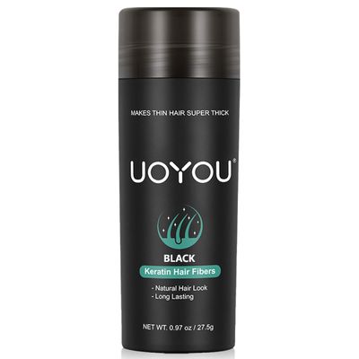 BLACK Hair Fibers for Thinning Hair 27.5g Bottle | Undetectable & Natural Keratin Hair Fibers Concealer for Hair Loss for Men and Women | Hair Building Fibres Powder [BLACK]