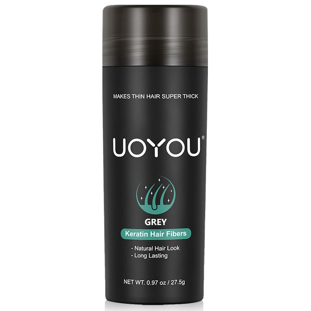 GREY Hair Fibers for Thinning Hair 27.5g Bottle | Undetectable & Natural Keratin Hair Fibers Concealer for Hair Loss for Men and Women | Hair Building Fibres Powder [GREY]