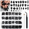 qiipii 24 Styles Jet Black Nail Rhinestones Multi Shapes Flatback Gems Round Beads K9 Glass Crystals Stones Diamonds Jewels Nail Art Charms Supplies for Nails Face Eyes Makeup Crafts Tumblers Bottles view 1