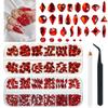 qiipii 24 Styles Ruby Red Nail Rhinestones Multi-Shapes K9 Glass Flatback Siam Red Big Gems Round Beads Stones Diamonds Jewels Crystals Nail Art Charms for Nails Face Eyes Makeup Crafts Clothes Shoes view 1