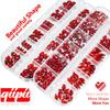 qiipii 24 Styles Ruby Red Nail Rhinestones Multi-Shapes K9 Glass Flatback Siam Red Big Gems Round Beads Stones Diamonds Jewels Crystals Nail Art Charms for Nails Face Eyes Makeup Crafts Clothes Shoes view 2