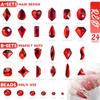 qiipii 24 Styles Ruby Red Nail Rhinestones Multi-Shapes K9 Glass Flatback Siam Red Big Gems Round Beads Stones Diamonds Jewels Crystals Nail Art Charms for Nails Face Eyes Makeup Crafts Clothes Shoes view 3