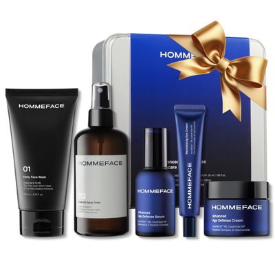 HommeFace Men's Daily Anti-Aging 5-Step Skincare Routine Bundle with Face Wash, Toner, Serum, Revitalizing Eye Cream, and Face Cream
