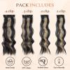 Vigorous Wavy Hair Extension for Women 4Pcs Black Mix Blonde Long Clip in Hair Extensions Soft Synthetic Hairpieces (24 inches, Black Mix Blonde) view 2