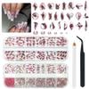 qiipii 24 Styles Light Pink Nail Rhinestones Crystals Multi Shapes Flatback Gems Round Beads K9 Glass Stones Diamonds Jewels Nail Art Charms Supplies for Nails Face Eyes Makeup Crafts DIY Tumblers view 1