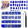 qiipii 24 Styles Royal Blue Nail Rhinestones Sapphire Multi Shapes Flatback K9 Glass Crystals Gems Stones Diamonds Jewels Nail Art Charms Supplies for Nails Face Eyes Makeup Crafts Tumblers Clothes view 1