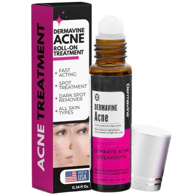 Dermavine Natural Acne Treatment  Fast-Acting Pimple Spot Treatment & Dark Spot Remover for Oily & Normal Skin, Easy to Apply, 0.34 Fl Oz