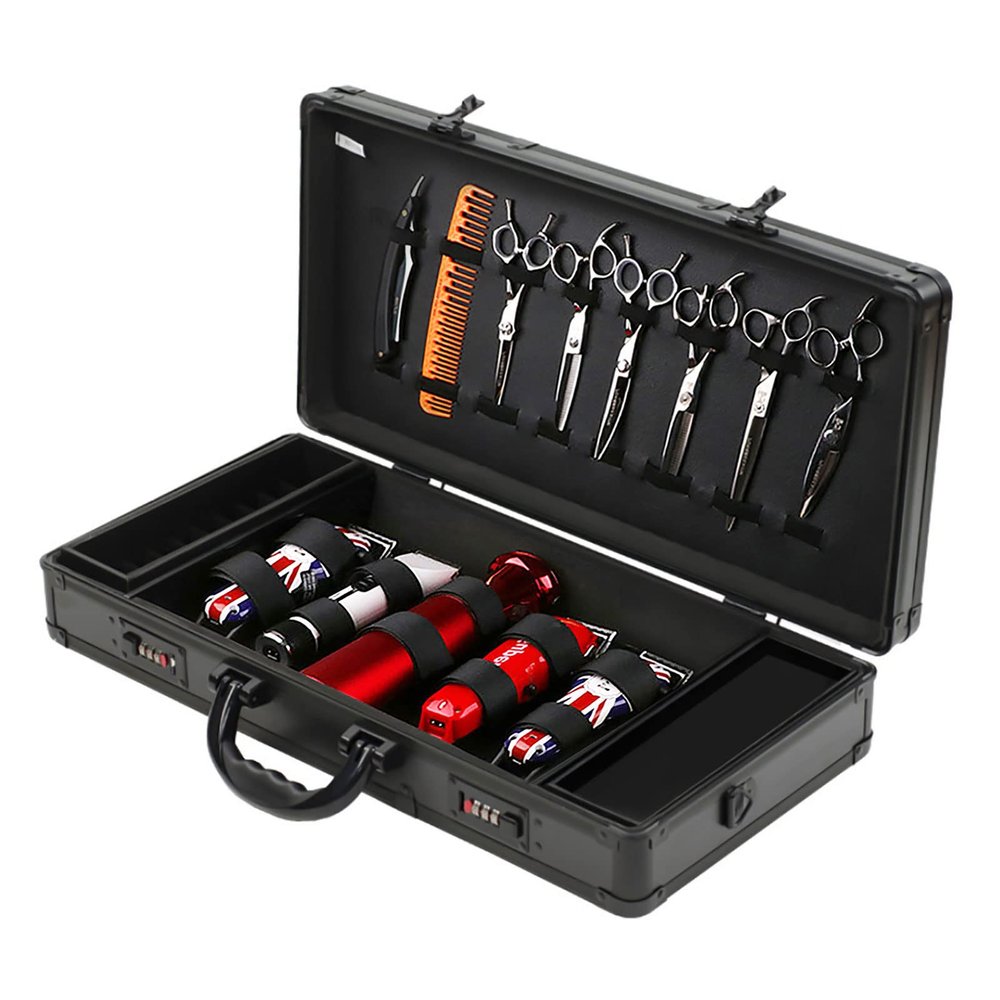 Barber Carrying Case,Portable Travel Case Professional Hair Kit Storage Organizer Suitcase Display Box with Handle and Secure NumLock Portable Luxury Barbers Tools