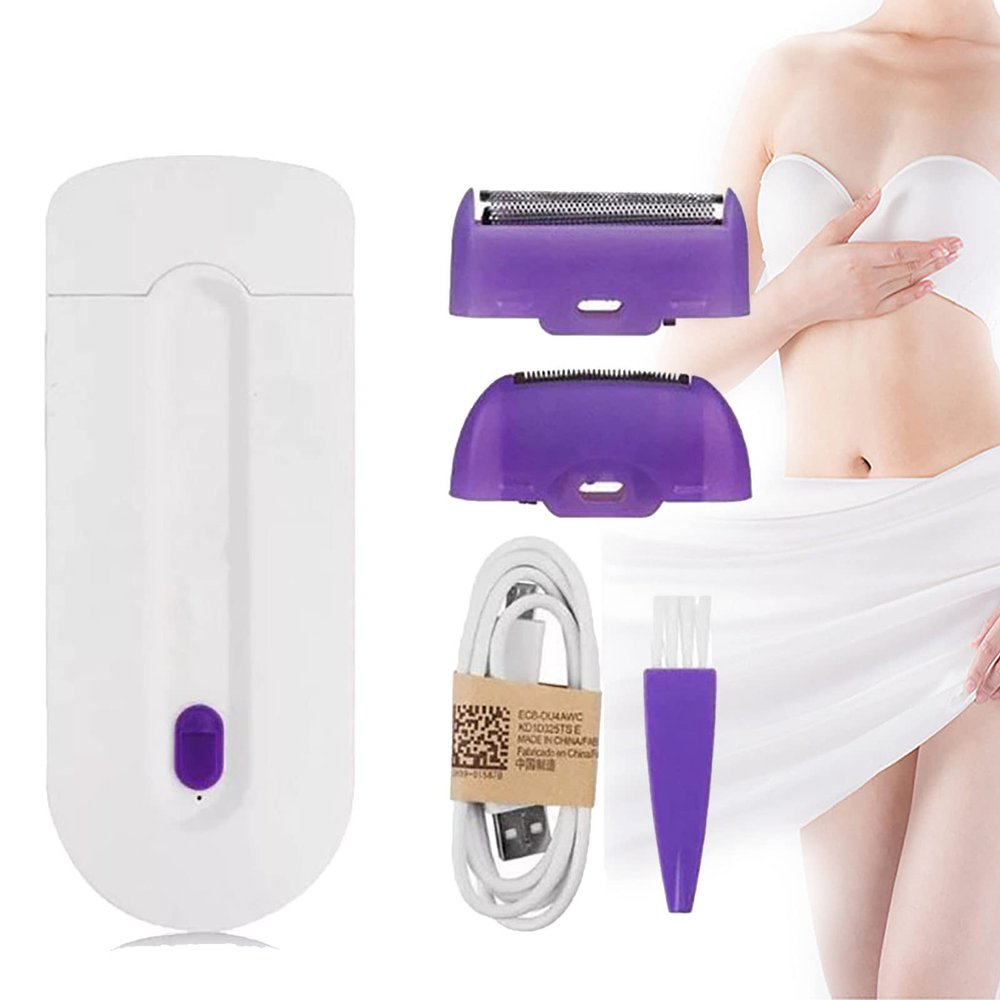 Hair Remover, Silky Smooth Hair Eraser, Portable Painless Hair Removal Tool for Women, USB Rechargeable Dual Use Skin Epilator with Replacement Heads, Applicable to Any Part of Body1pcs