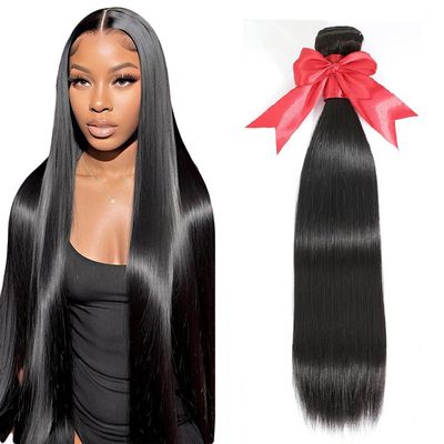 10A Straight Single Bundles Human Hair 16 Inch Brazilian Straight Human Hair 1 One Bundles 100% Unprocessed Virgin Hair Weave Natural Black Color