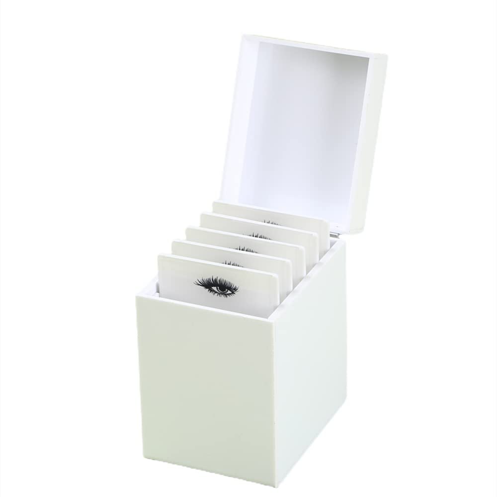 LIXIMMAZN 5 Layers Acrylic Eyelash Storage Box, Makeup Eyelashes Extension Close-Packed Display with 5 Pallets, Grafting False Eyelashes Glue Pallet Holder Display Organizer (5 Layers White)