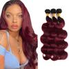 1b/99j Bundles Human Hair Ombre Bundles Burgundy Human Hair Bundles 1B99J Body Wave Bundles 12 14 16 Inch Brazilian Virgin Hair Red Body Human Hair Virgin Remy Hair Extension for Women view 1