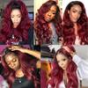 1b/99j Bundles Human Hair Ombre Bundles Burgundy Human Hair Bundles 1B99J Body Wave Bundles 12 14 16 Inch Brazilian Virgin Hair Red Body Human Hair Virgin Remy Hair Extension for Women view 2
