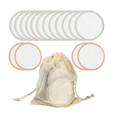 jojomis 16Pc Cotton Reusable Make Up Remover Pad Facial Cleanser Pad Set Washable - 19x15cm, 01